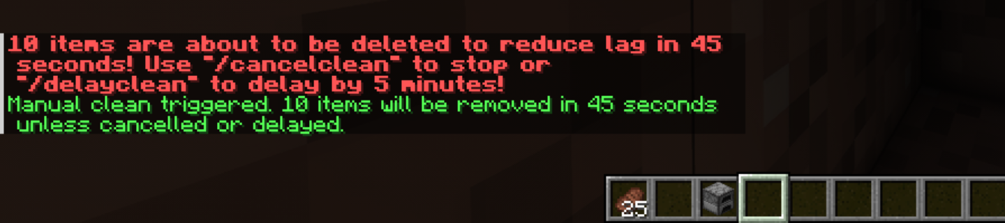 Item cleanup warning